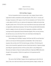 OMM622

Financial Decision-Making 

10-K Ford Motor Company