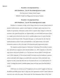 MHA616
Breached vs Uncompromised Data

AHCO Healthcare – Case 16: The Admitting System Cra