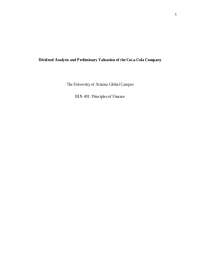 Dividend Analysis and Preliminary Valuation of the Coca-Cola Company

The University of Ar