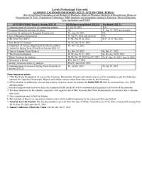 Lovely Professional University Academic Calendar 2022-23, Autumn Term (Term-I)
