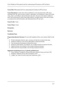 Philosophical & Socio anthropological Foundations of PE & Sports