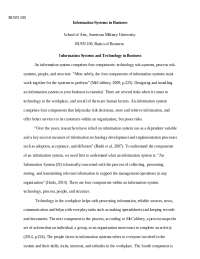 BUSN 100
Information Systems in Business


School of Arts, American Military University

B