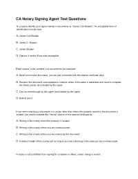 CA Notary Signing Agent Test Questions