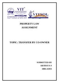 Transfer by Co-owner in Property Law: A Comprehensive Analysis