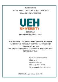 Tiểu luận Triết học Mác Leenin UEH