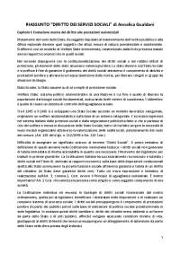 RIASSUNTO “DIRITTO DEI SERVIZI SOCIALI” di Annalisa Gualdani