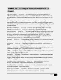 PMHNP ANCC Exam Questions and Answers