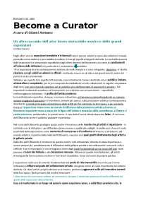 Become a Curator riassunto integrale del libro pratiche curatoriali