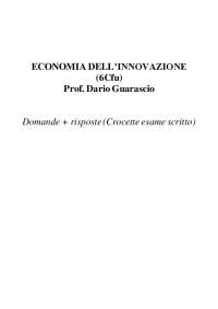 Economia dell'innovazione 6Cfu Prof. Dario Guarascio