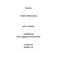 Paniere Analisi Matematica prof. Catania COMPLETO quiz + risposte aperte