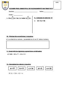 Bimestral Exam: Mathematical Reasoning
