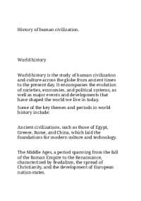 World History: A Study of Human Civilization and Culture