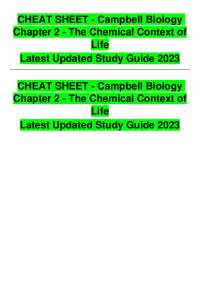 CHEAT SHEET - Campbell Biology
Chapter 2 - The Chemical Context of
Life
Latest Updated Stu