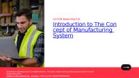 Introduction to The Concept of Manufacturing System