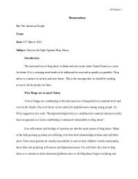 A Memo To America on Drug Abuse