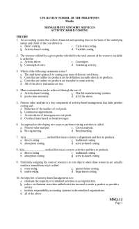 Activity-Based Costing: A Comprehensive Guide with Exercises and Questions