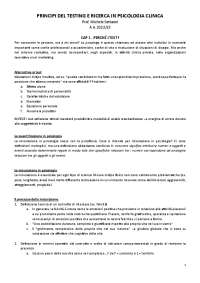 Appunti Principi del testing e della ricerca in psicologia clinica
