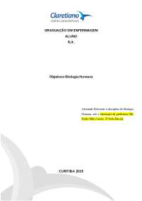 Atividade Referente à disciplina de Biologia Humana