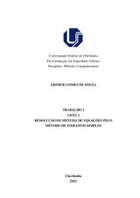 Relatório Sobre o Método Iterativo Simples