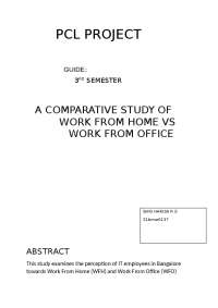 RESEARCH ON WORK FROM HOME VS WORK ON OFFICE