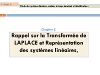 Rappel sur la Transformée de LAPLACE et Représentation des systèmes linéaires