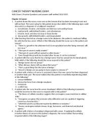 CANCER THERAPY NURSING EXAM VERIFIED QUESTIONS AND ANSWERS 2022/2023 GUARANTEED SUCCESS A+