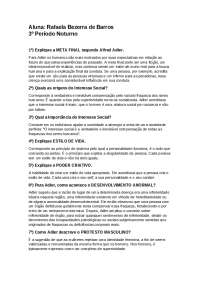 Exercícios sobre a Psicologia Individual de Alfred Adler