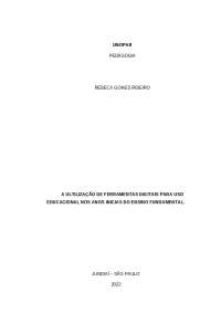 A ULTILIZAÇÃO DE FERRAMENTAS DIGITAIS PARA USO EDUCACIONAL NOS ANOS INICIAS DO ENSINO FU
