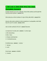 C 785 Unit 4: DNA/RNA WGU Bio chem (Complete Answers)