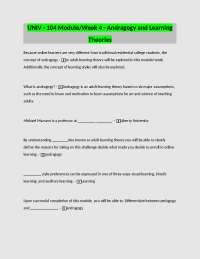 UNIV - 104 Module/Week 4 - Andragogy and Learning Theories