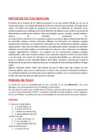 Coloración y tincion de las celulas