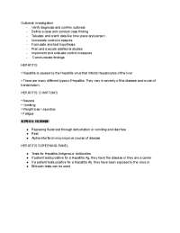 Outbreak Investigation and Hepatitis: Symptoms, Treatment, and Screening Panel