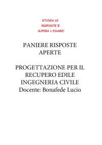 Paniere Aperte PROGETTAZIONE PER IL RECUPERO EDILE INGEGNERIA CIVILE Docente Bonafede Luci