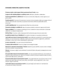 DOMANDE MARKETING ALBERTO PASTORE