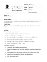 Job Description for Director Medical- Surgical Services
