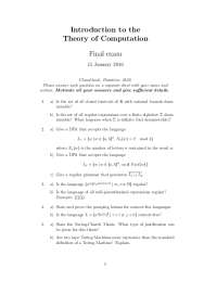 Introduction to the Theory of Computation: Final Exam