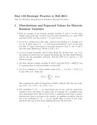 Stat 110 Strategic Practice 4, Fall 2011 1 Distributions and ...