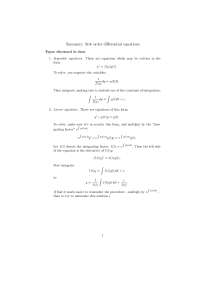 Summary: first order differential equations