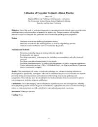 Utilization of Molecular Testing in Clinical Practice