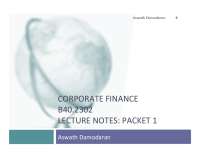 Corporate Finance: The Objective in Decision Making - Lecture Notes Packet 1