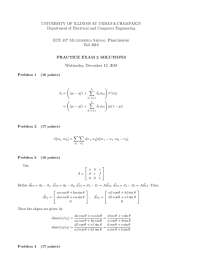 Practice Exam 2 Solutions for ECE 417 Multimedia Signal Processing at University of Illinois at Urbana-Champaign