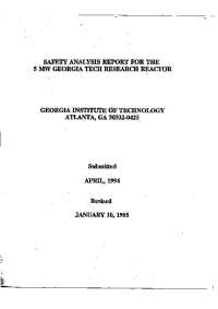 Safety Analysis Report for the 5 MW Georgia Tech Research ...