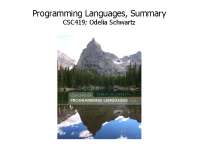 Programming Languages: Summary