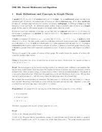 Discrete Mathematics and Algorithms: Basic Definitions and Concepts in Graph Theory