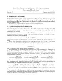 Substructural Type Systems in Programming Languages