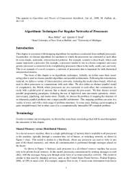 Algorithmic Techniques For Regular Networks of Processors