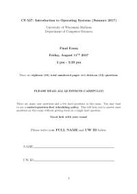 CS 537: Introduction to Operating Systems (Summer 2017)