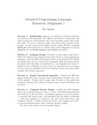 Advanced Programming Languages Homework Assignment 1