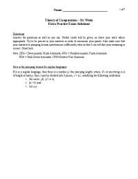 Extra Practice Exam Solutions for Theory of Computation course