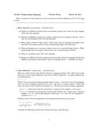 CS 558: Programming Languages Practice Exam